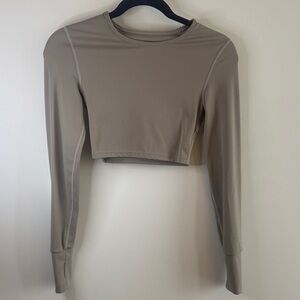 Women's Long Sleeve Crop Top - Taupe - XS/2 NWOT